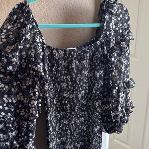 Petal & Pup Floral Black and White Blouse